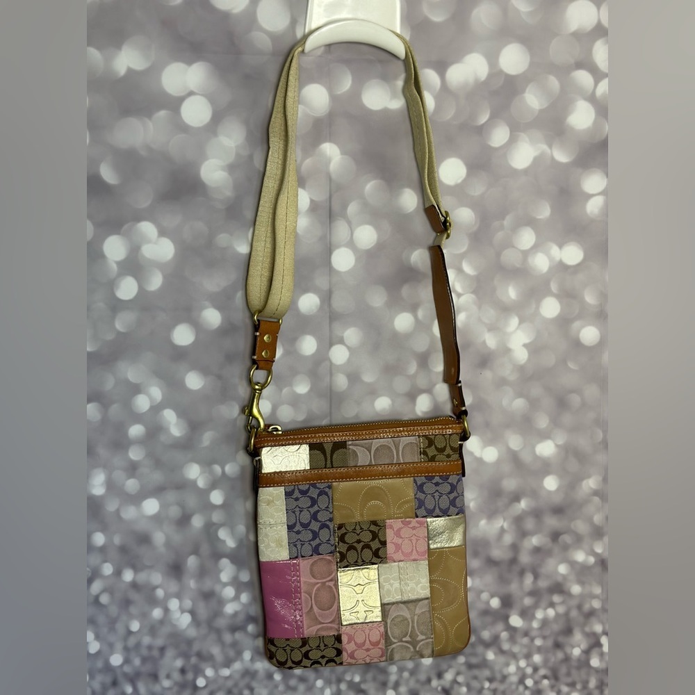 Pink Patchwork Coach Crossbody Purse